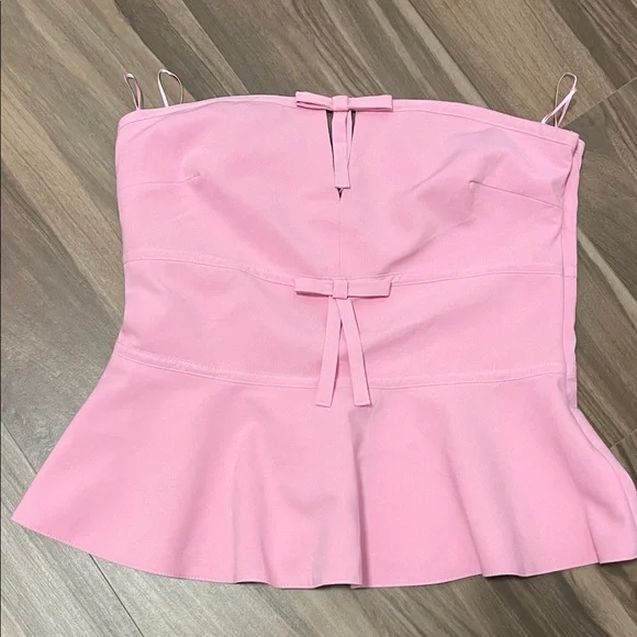 NWT Zara Strapless Pink Bow Top - Picture 4 of 12